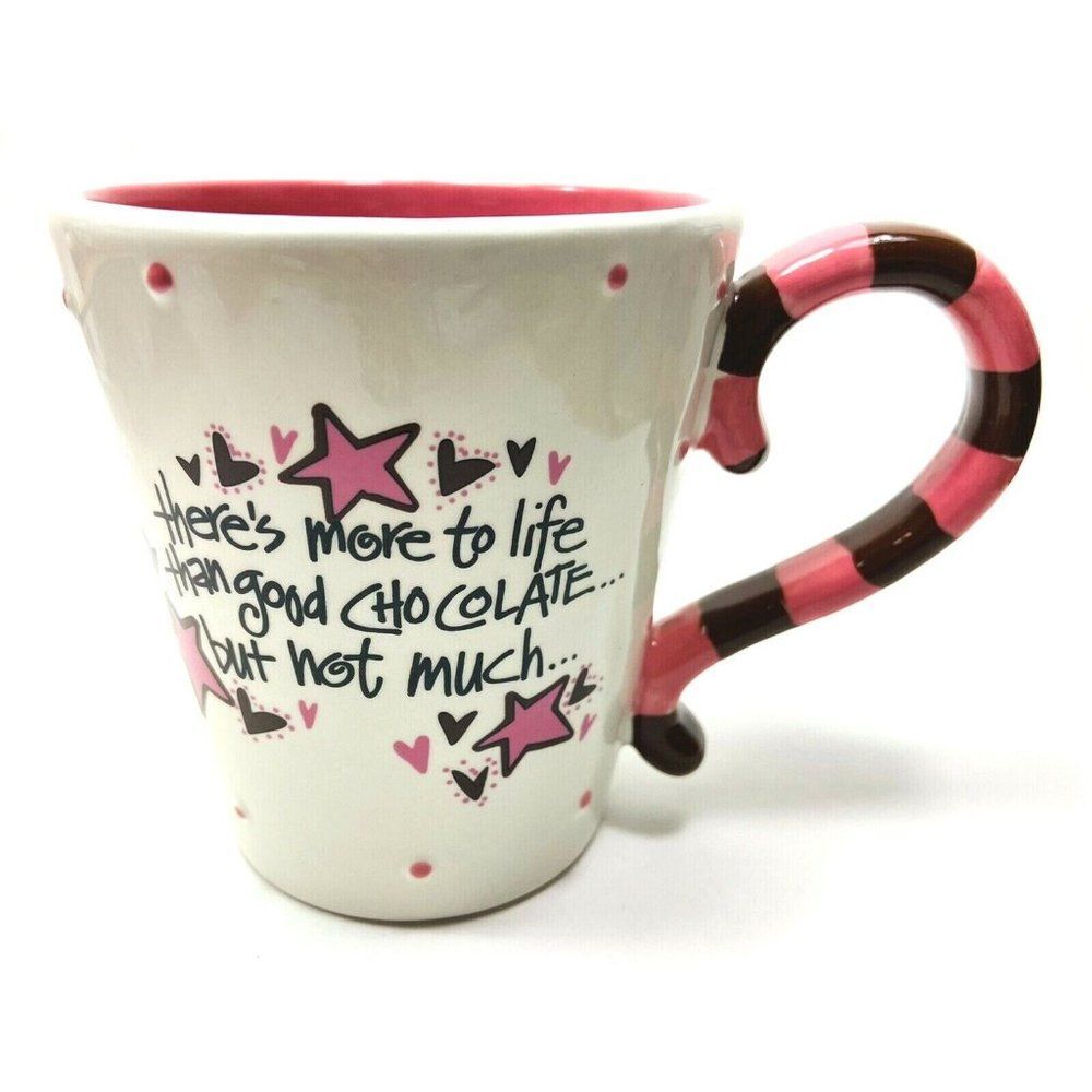 Theres More to Life than good Chocolate But Not Much Pink White Mug 12 oz